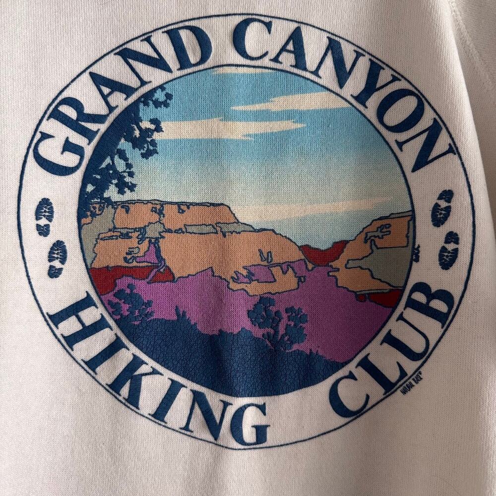 Vintage Grand Canyon Hiking Club Tultex White Crewneck Sweatshirt Size Medium - Picture 2 of 5